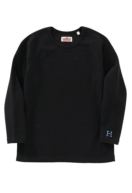 キッズ ストレッチフライス ロングスリーブ Tシャツ - BLACK