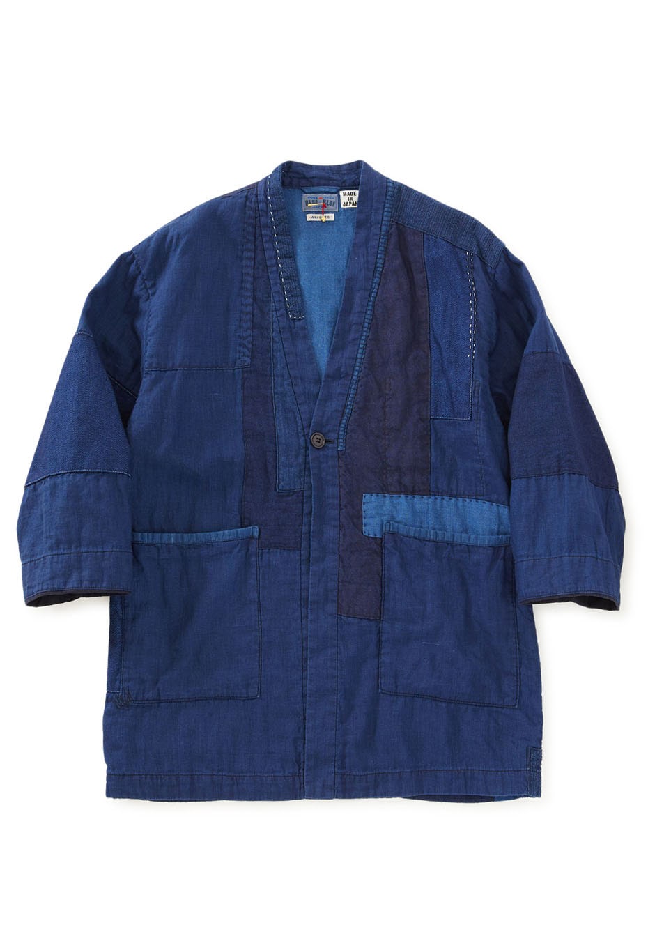Indigo linen nenrin haori jacket - INDIGO
