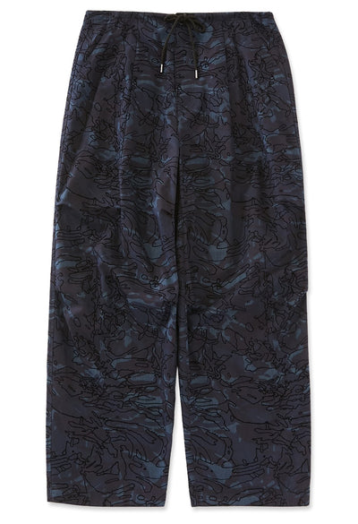 Indigo nylon satin flocked pants - INDIGO