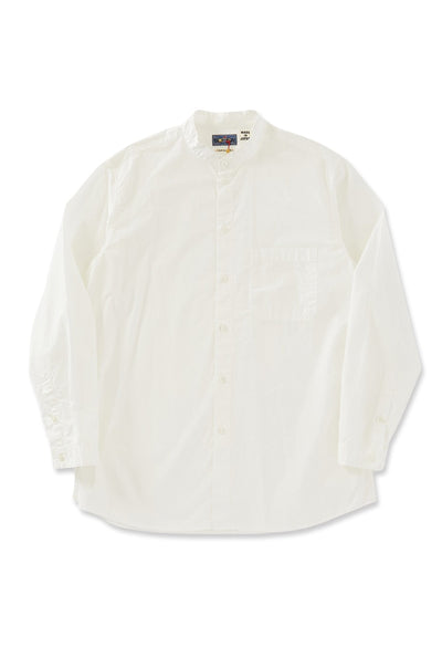 オーガニックブロード スタンドカラーロングスリーブシャツ - WHITE