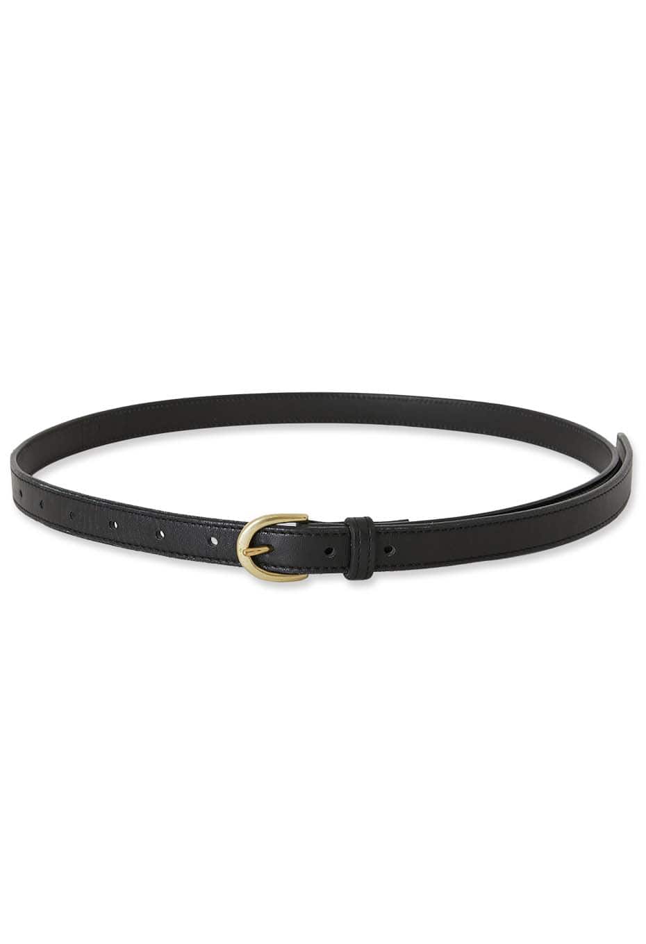 Leather narrow belt - BLACK