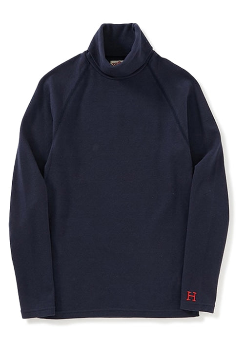 ストレッチフライス タートルネック ロングスリーブ Tシャツ - NAVY