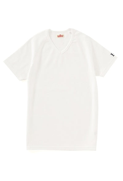 Stretch Fraise V-neck short sleeve T-shirt - WHITE