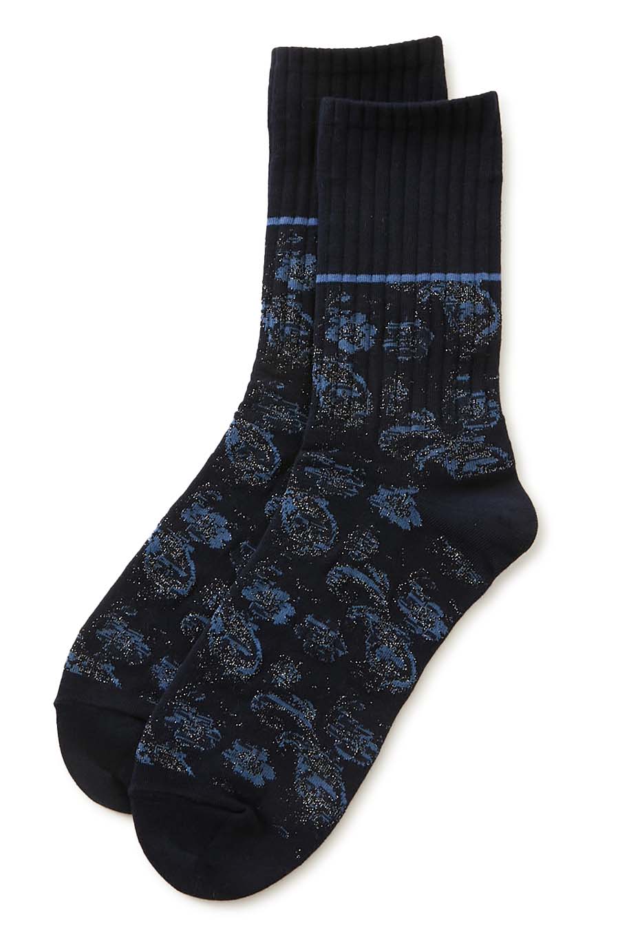 Tsujigahana jacquard socks - DARK NAVY