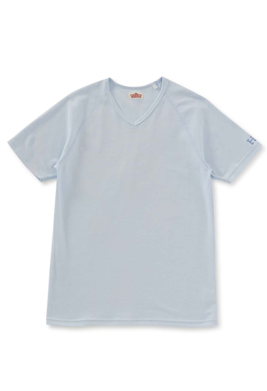 ストレッチフライス Vネックショートスリーブ Tシャツ - LIGHT BLUE