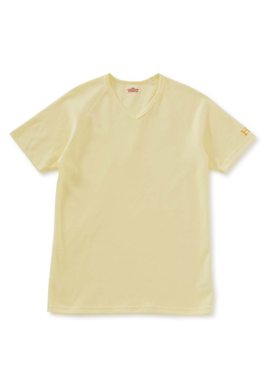 ストレッチフライス Vネックショートスリーブ Tシャツ - LT YELLOW