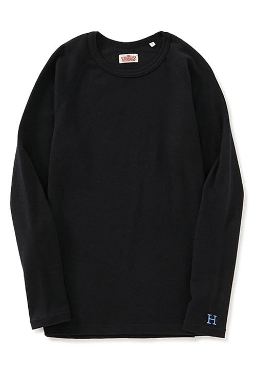 ストレッチフライス ロングスリーブ Tシャツ - BLACK