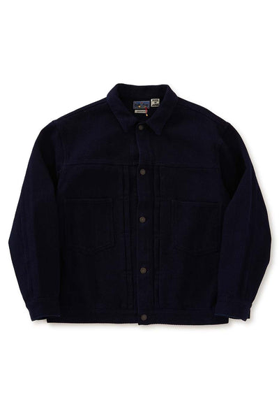 Woven Pure Indigo Light Sashiko Trucker Jacket - INDIGO