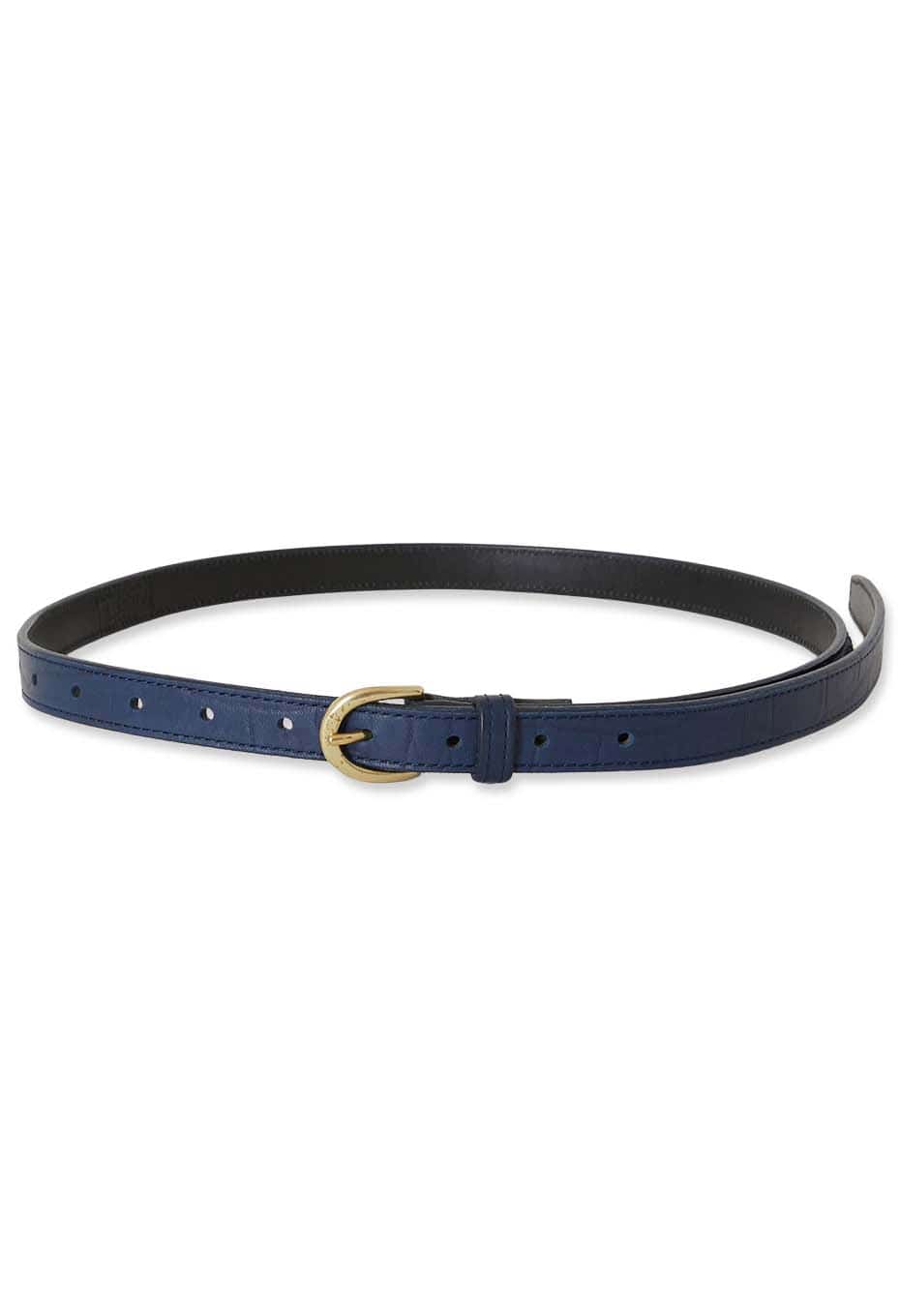 Leather narrow belt - INDIGO