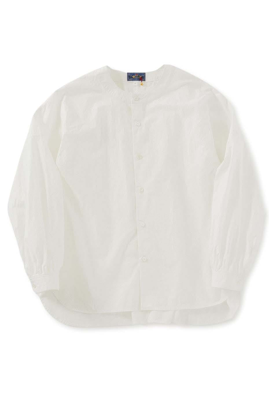 オーガニックコットン タイプライター バックギャザーシャツ　ウィメンズ - WHITE