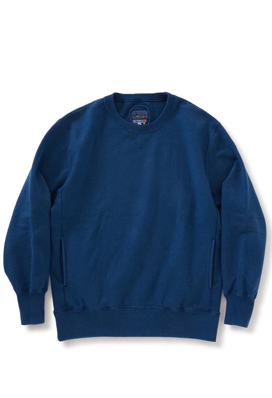 オーガニックウラケ テゾメ クルーネック スウェットシャツ - BLUE
