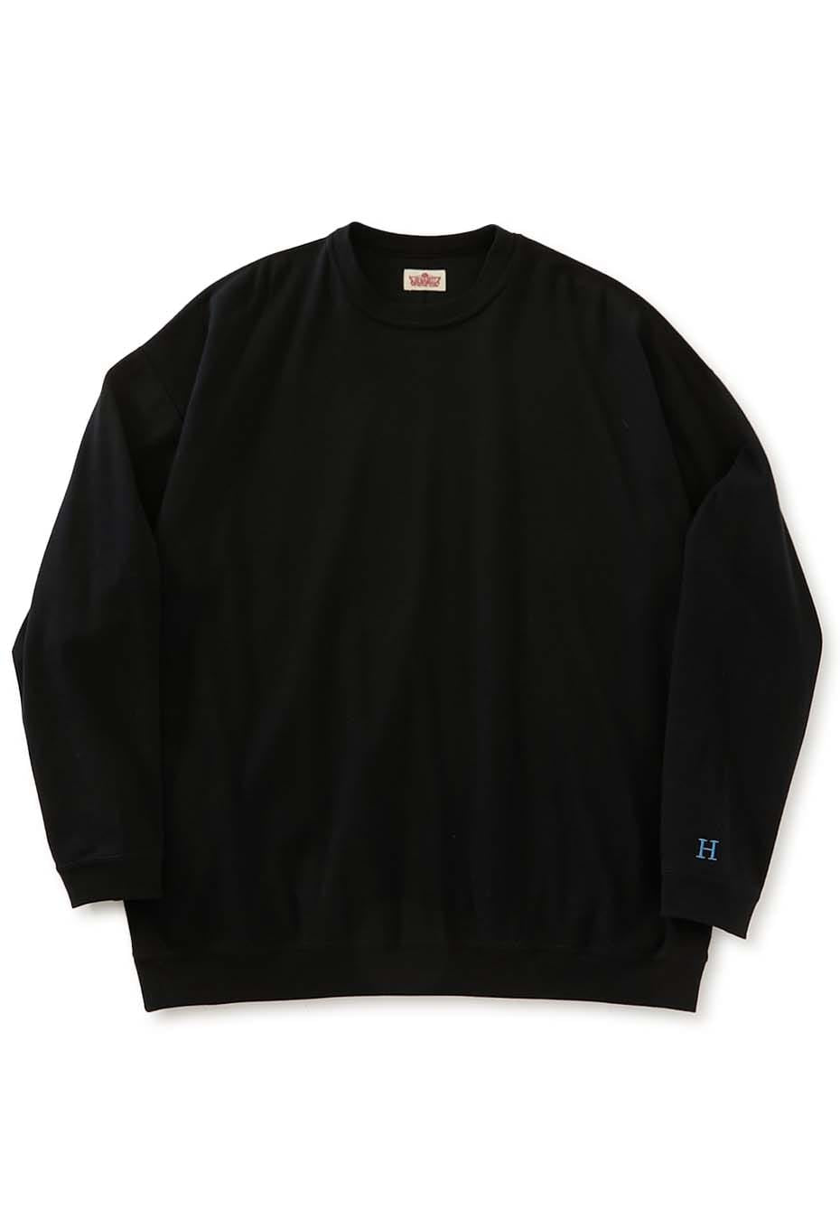 ストレッチフライス 9.5oz ヘムリブ ロングスリーブTシャツ - BLACK
