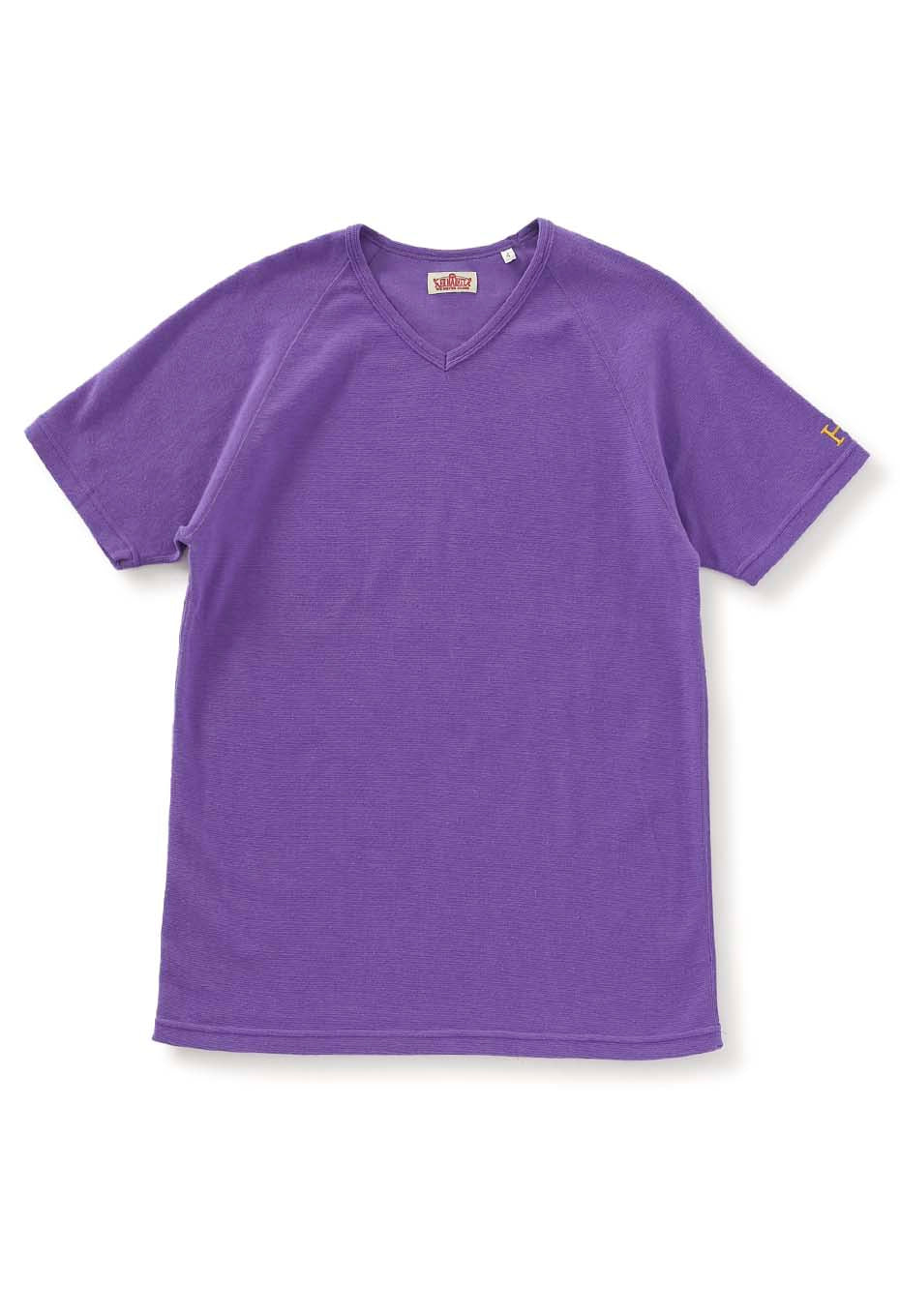 ストレッチフライス Vネックショートスリーブ Tシャツ - PURPLE