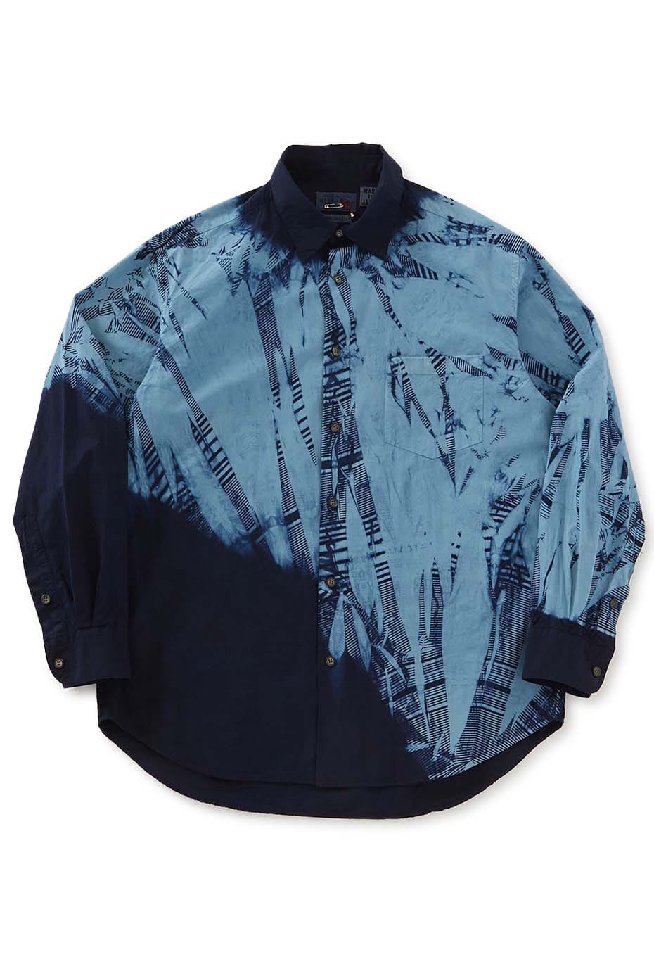 Woven Pure Indigo Itajime regular collar shirt - INDIGO