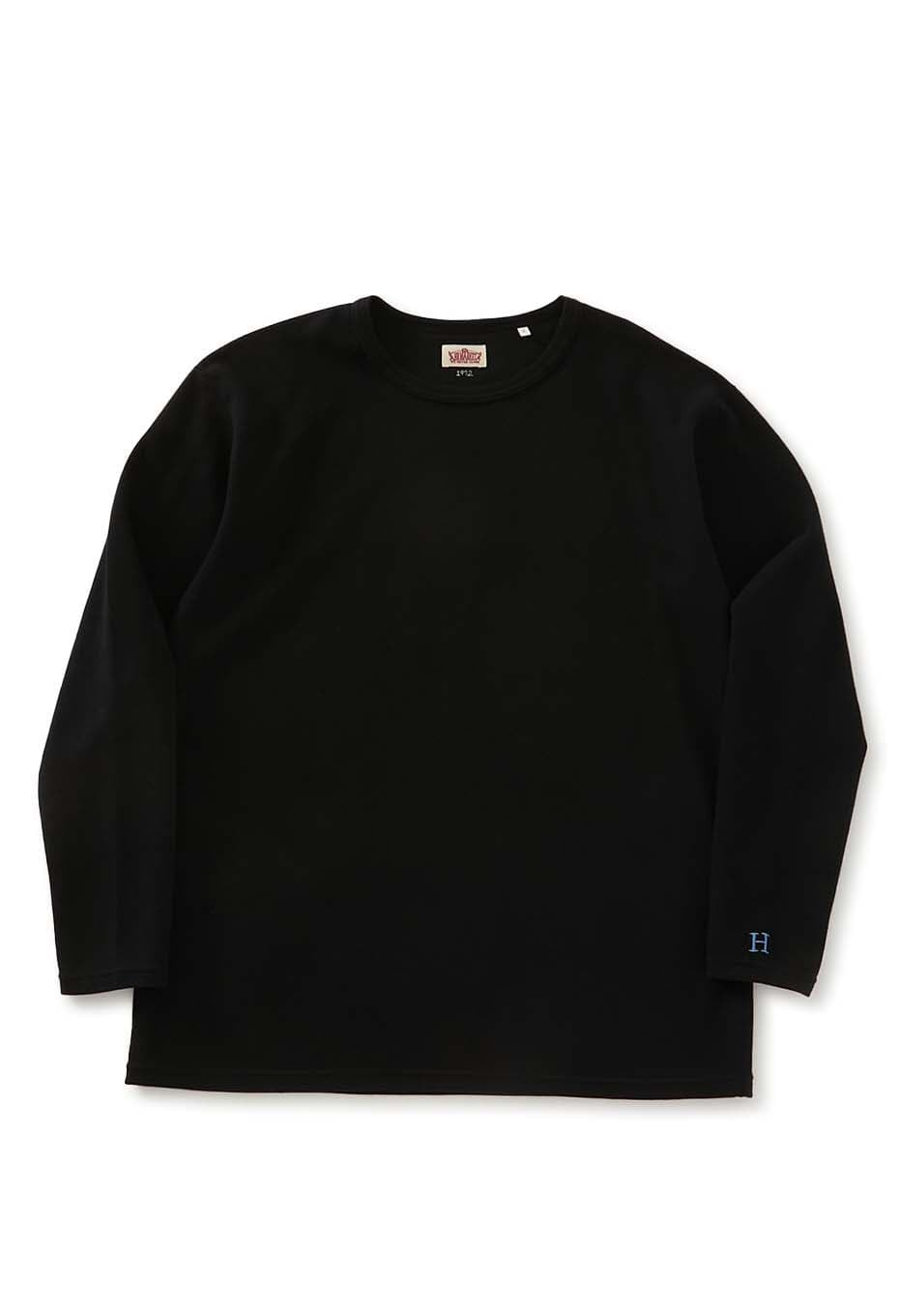 ストレッチフライス コンフォータブル ロングスリーブ Tシャツ - BLACK