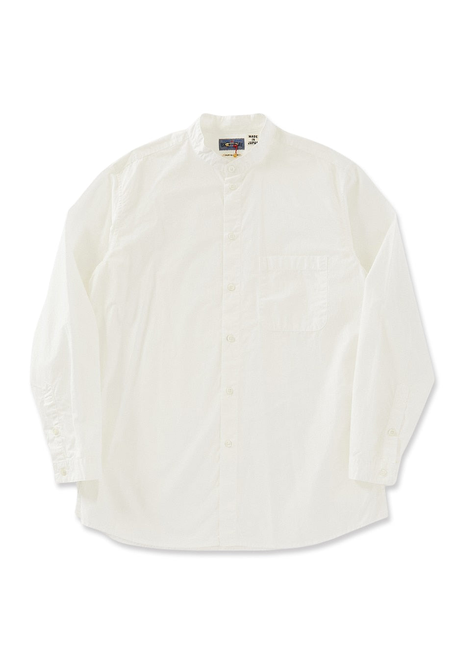 オーガニックブロード スタンドカラーロングスリーブシャツ - WHITE