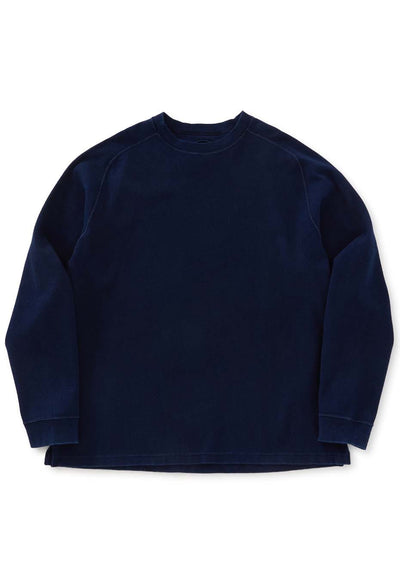 ムライトテレコ テゾメ ニードルステッチ ロングスリーブＴシャツ ユニセックス - INDIGO