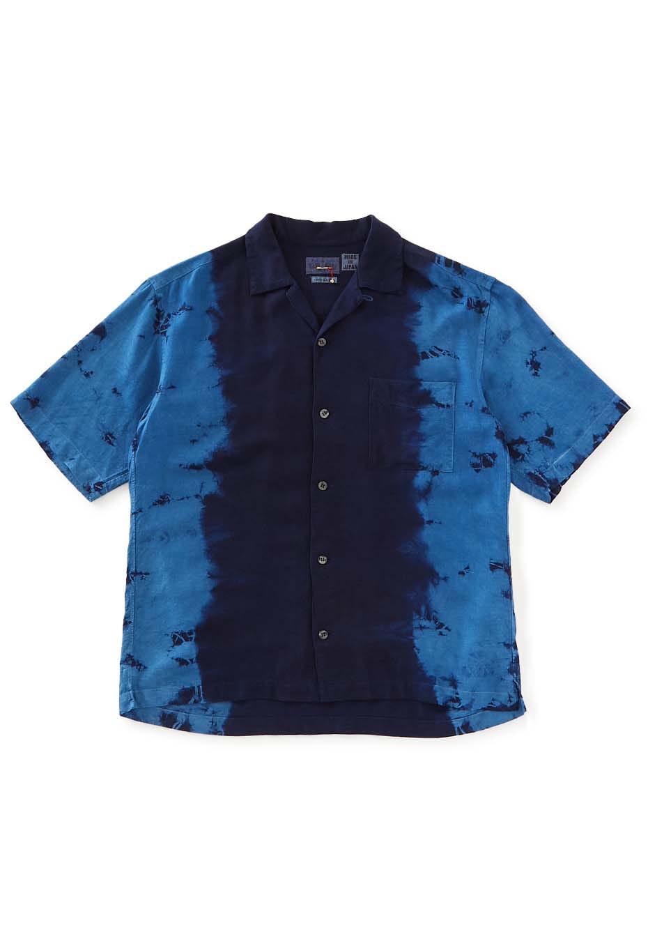 Aigasaneshibori linen short sleeve shirt - INDIGO