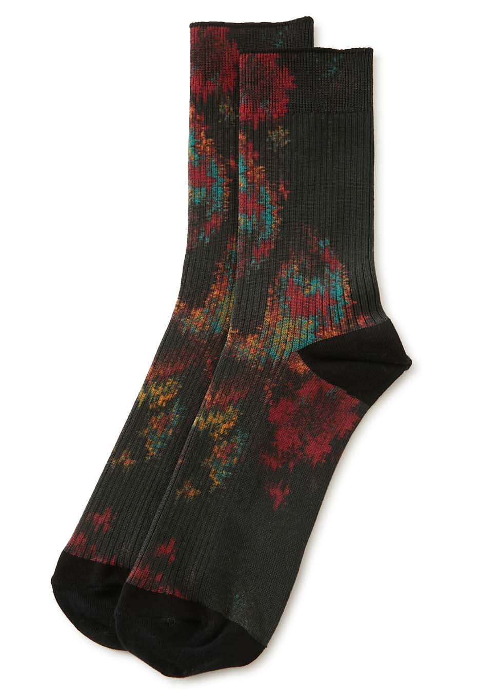 Tsujigahana Printed Socks - BLACK