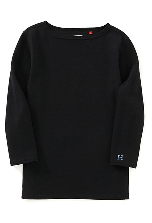 ストレッチフライス ボートネック ハーフスリーブ Tシャツ ウィメンズ - BLACK