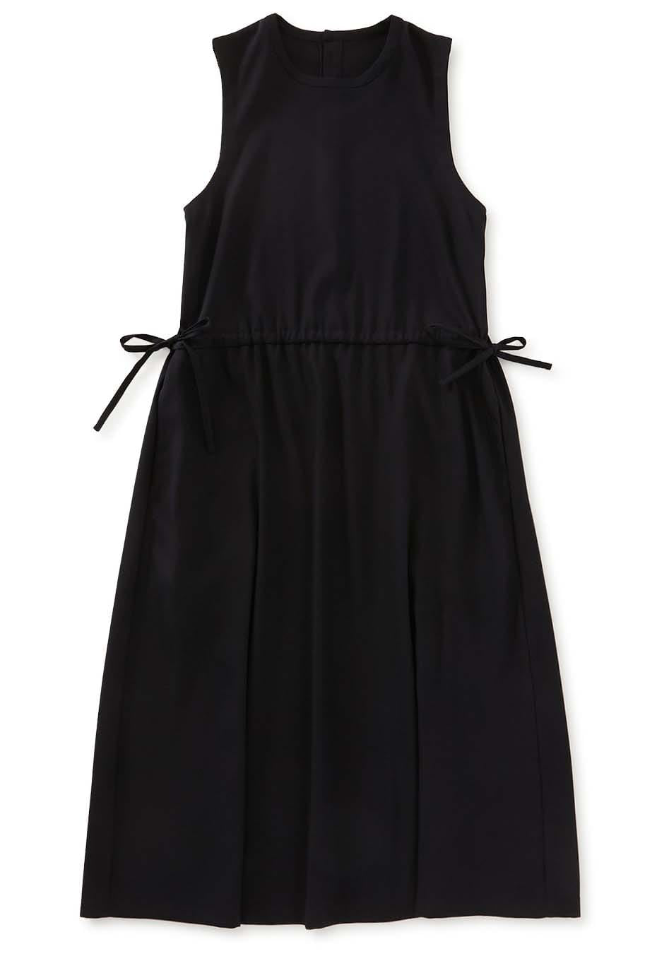 Stretch dry twill tank gathered dress - DARK NAVY