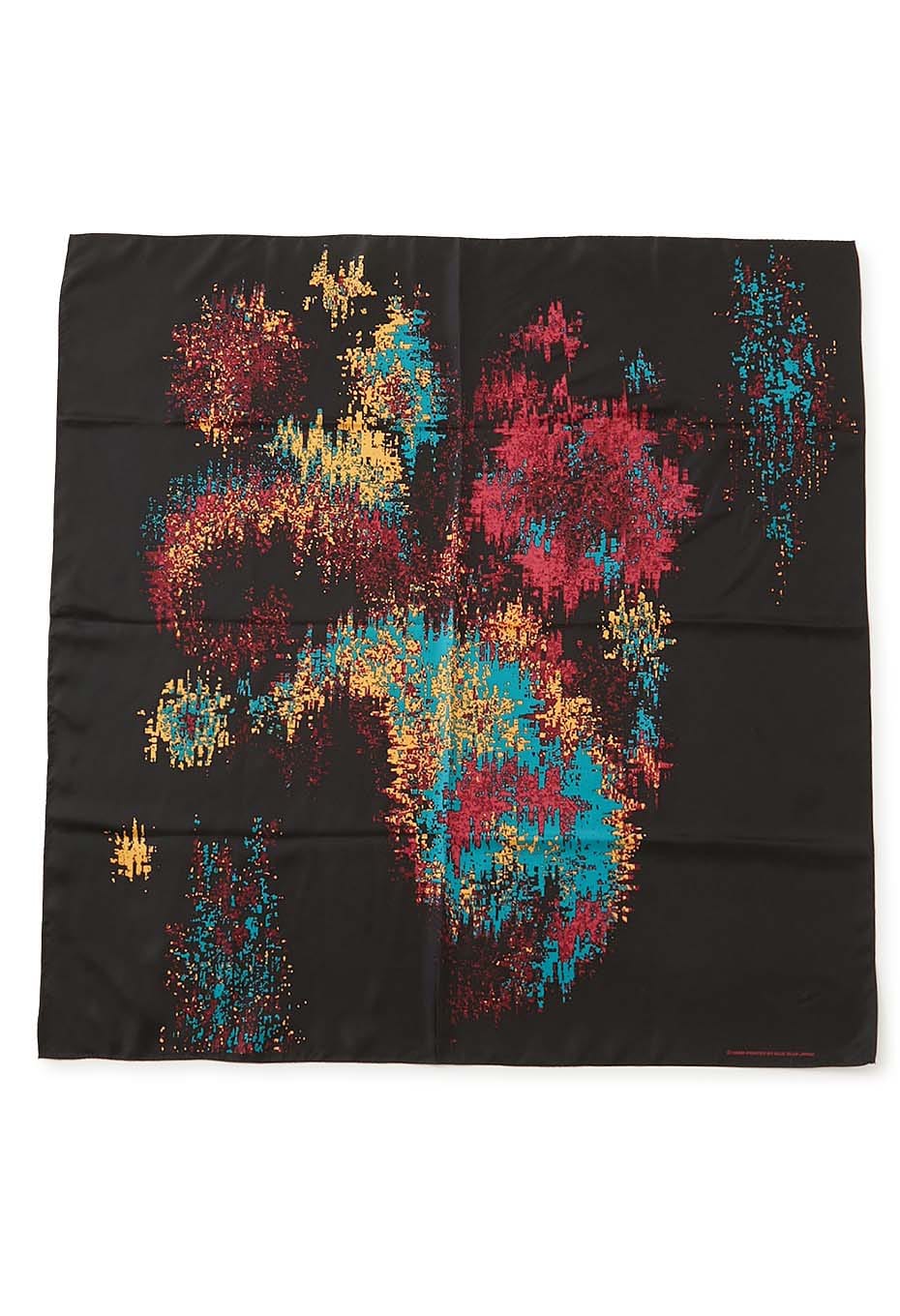 Tsujigahana coot silk scarf - BLACK