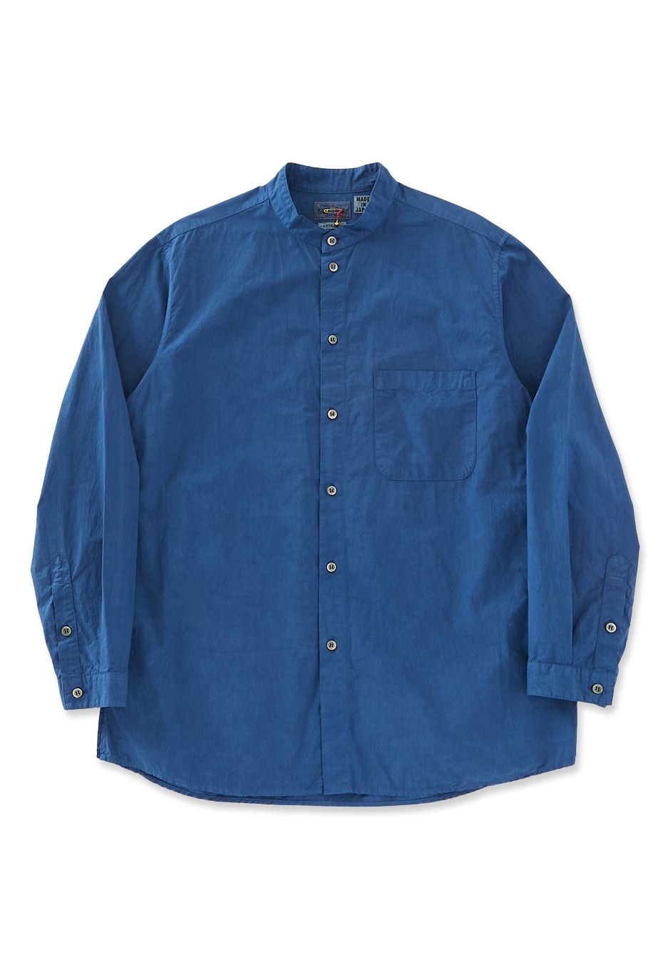 オーガニックブロード ホンアイテゾメ スタンドカラーロングスリーブシャツ - INDIGO