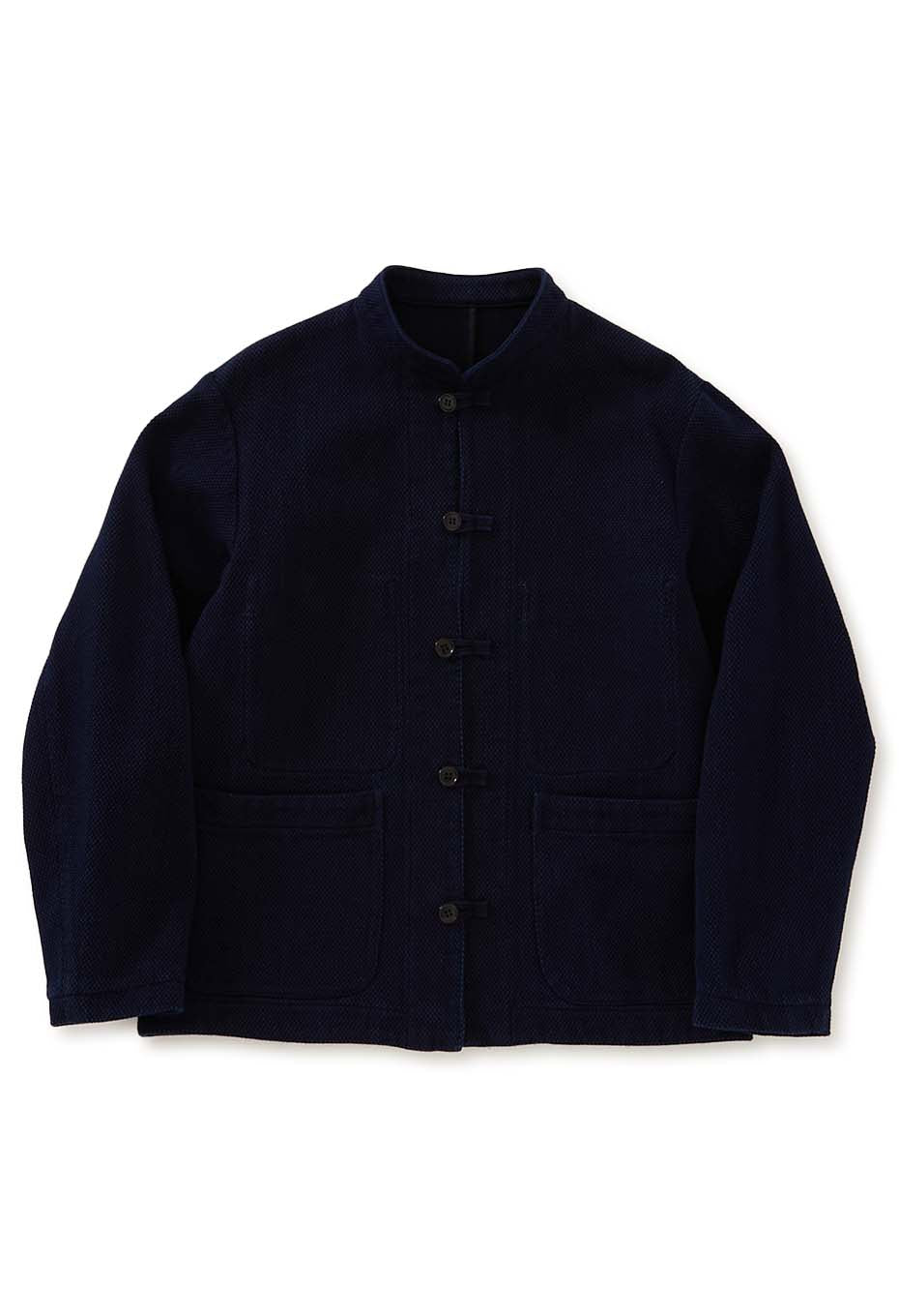 Woven Pure Indigo Light Sashiko Oriental Jacket - INDIGO