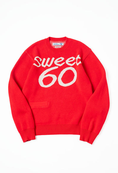 Sweet 60 /コットンクルーネックニット - RED