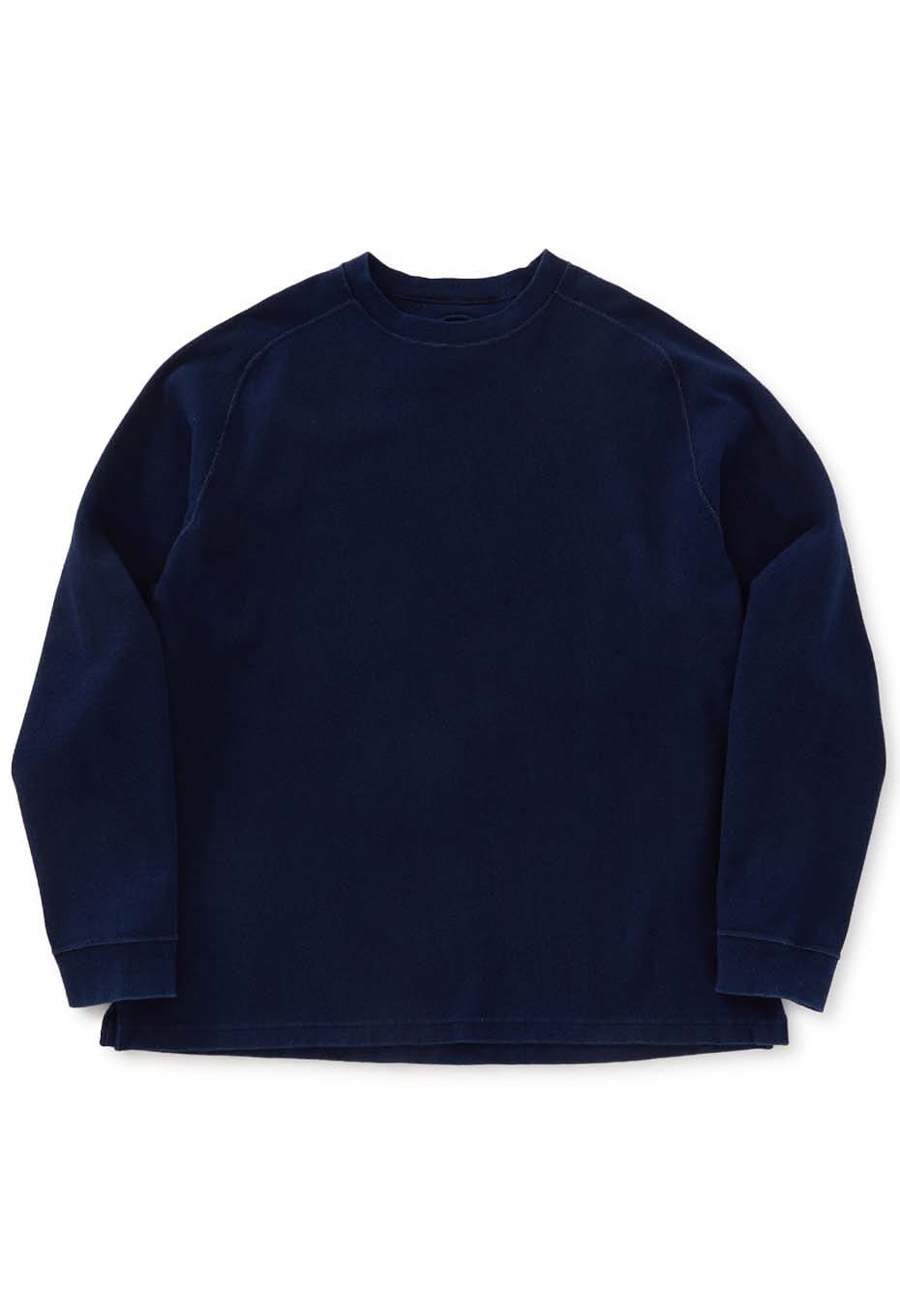 ムライトテレコ テゾメ ニードルステッチ ロングスリーブＴシャツ ユニセックス - INDIGO