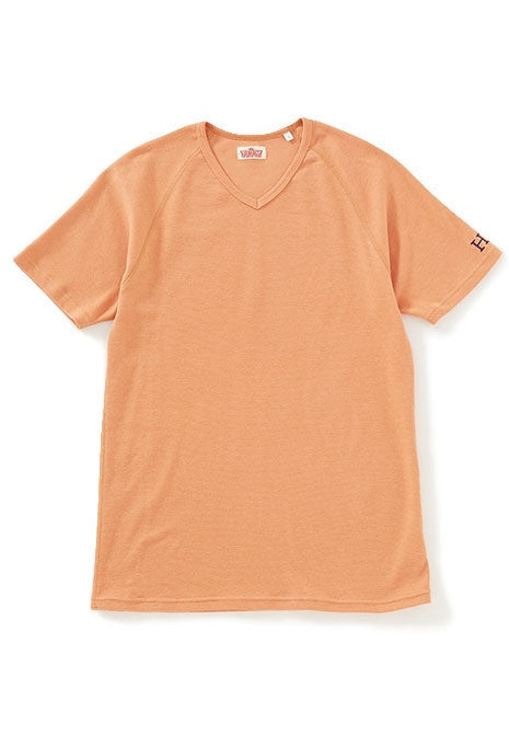 ストレッチフライス Vネックショートスリーブ Tシャツ - ORANGE