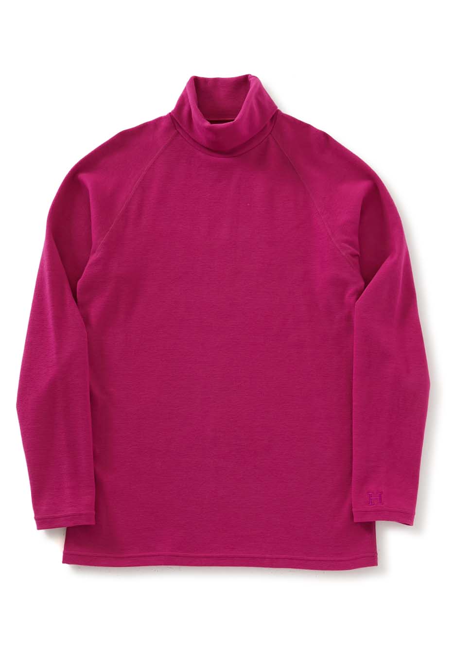 ストレッチフライス タートルネック ロングスリーブ Tシャツ - DARK PINK