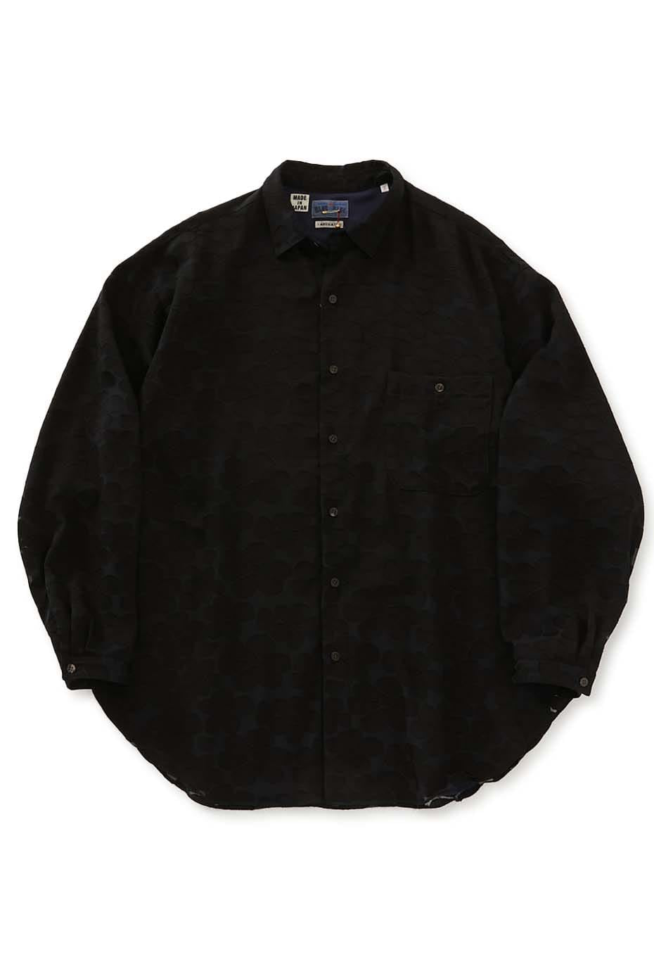 スカシモヨウ ロングスリーブシャツ - BLACK