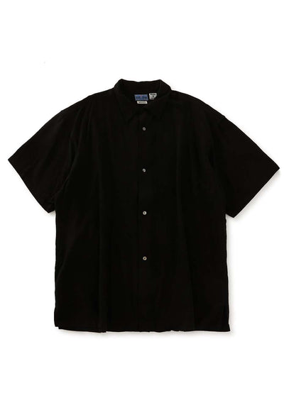 Linen mix tezome black short sleeve shirt - BLACK