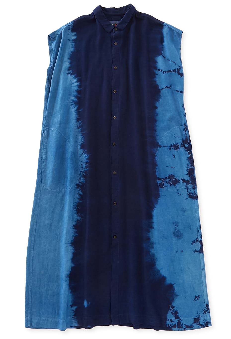 Aigasaneshibori linen shirt dress - INDIGO