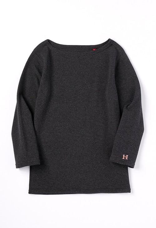 ストレッチフライス ボートネック ハーフスリーブ Tシャツ ウィメンズ - DARK GREY