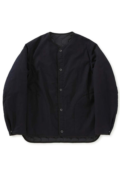 Indigo Nylon Satin Kazenami Quilt Jacket - INDIGO