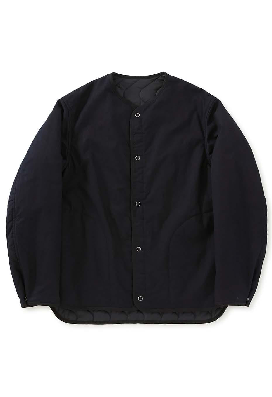 Indigo Nylon Satin Kazenami Quilt Jacket - INDIGO