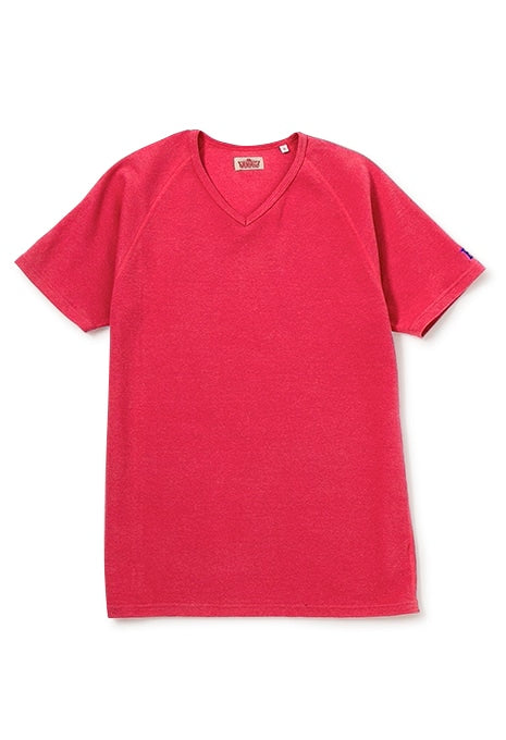 ストレッチフライス Vネックショートスリーブ Tシャツ - SCARLET