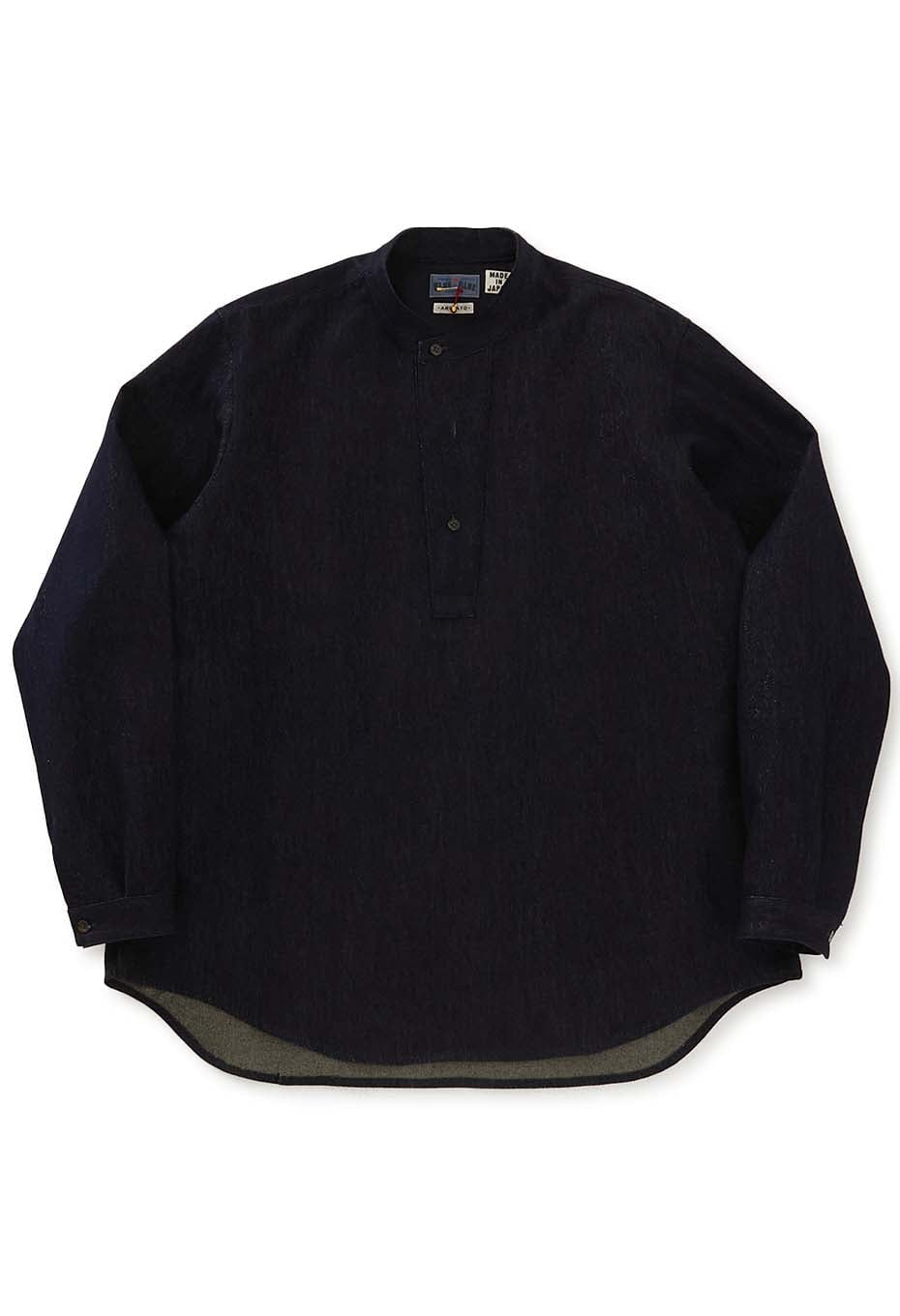 Gold yarn indigo pullover long sleeve shirt - INDIGO