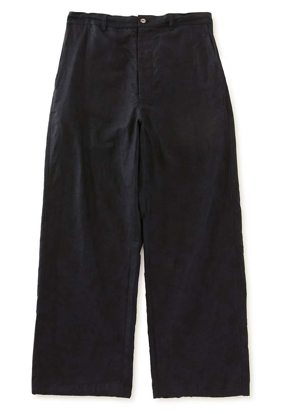 Linen mix glass pattern draw pants - DARK NAVY