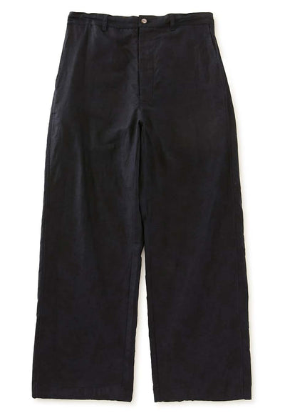 Linen mix glass pattern draw pants - DARK NAVY