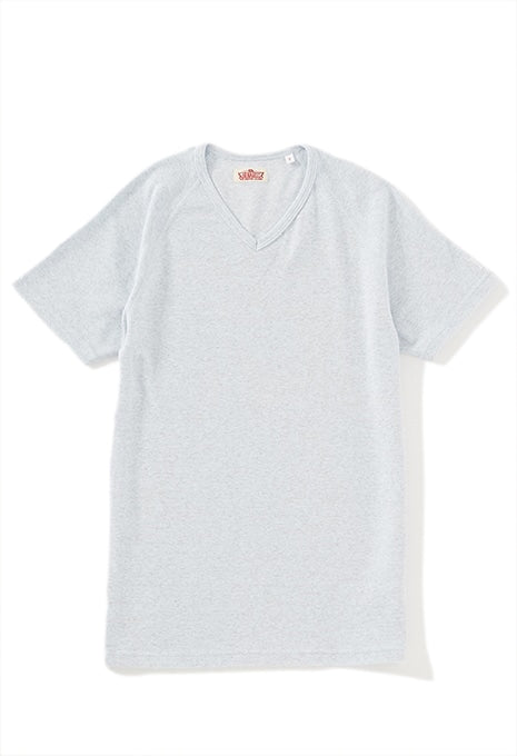 ストレッチフライス Vネックショートスリーブ Tシャツ - SAX