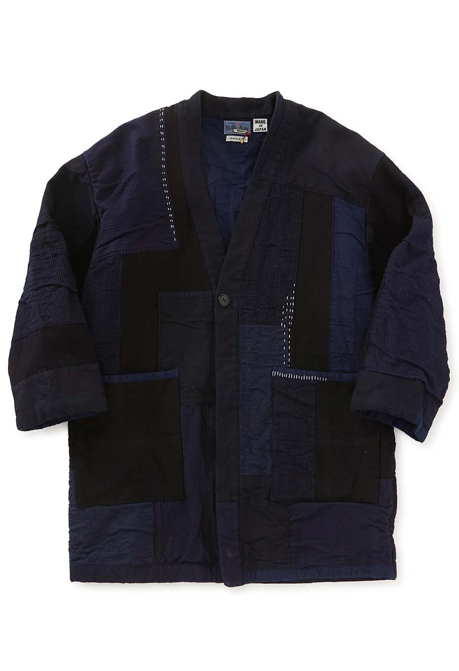 Woven Pure Indigo Sashiko Nenrin Haori - INDIGO