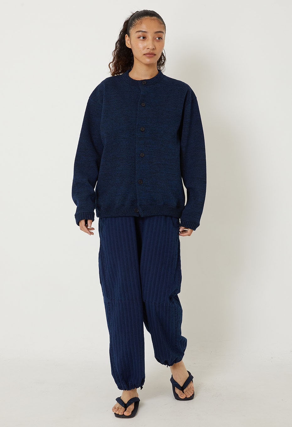 Indigo kamiito bonding cardigan - INDIGO
