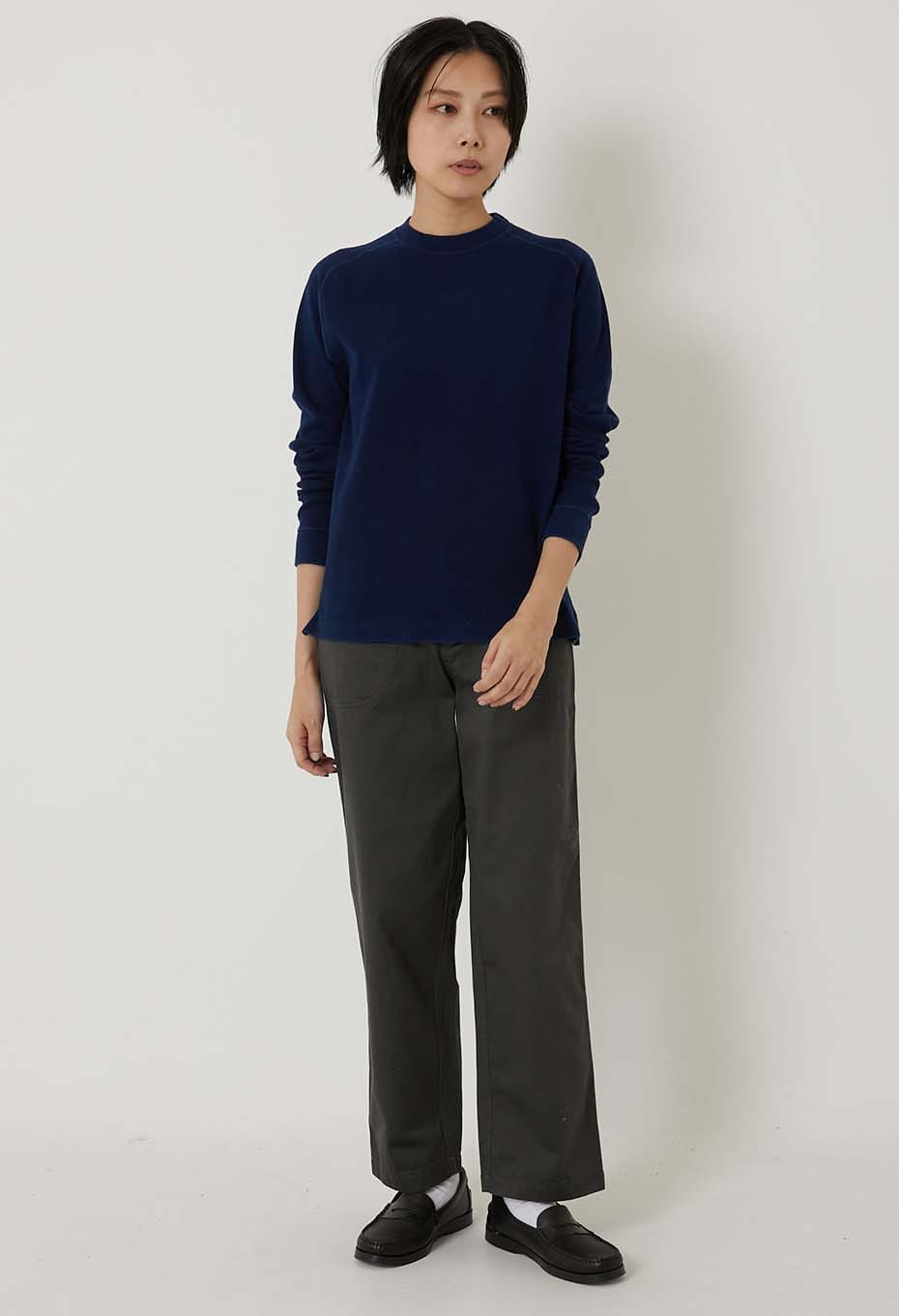 ムライトテレコ テゾメ ニードルステッチ ロングスリーブＴシャツ ユニセックス - INDIGO