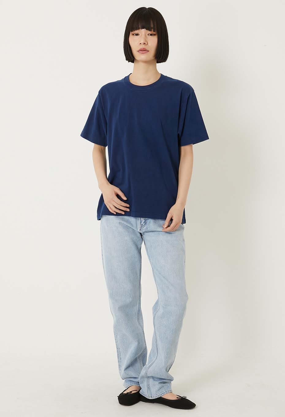 オーガニックコットン インディゴテゾメ ハイゲージテンジク Tシャツ - INDIGO