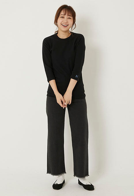 ストレッチフライス ハーフスリーブ Tシャツ - BLACK