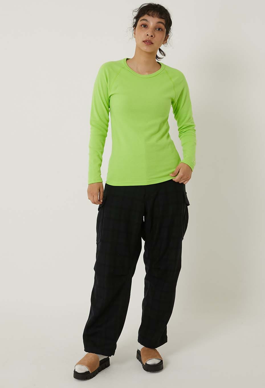 ストレッチフライス ロングスリーブ Tシャツ - YEL GREEN