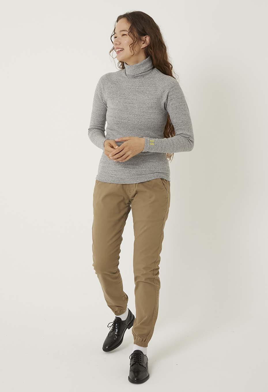 ストレッチフライス タートルネック ロングスリーブ Tシャツ - GREY